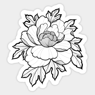 Peony flower tattoo style Sticker